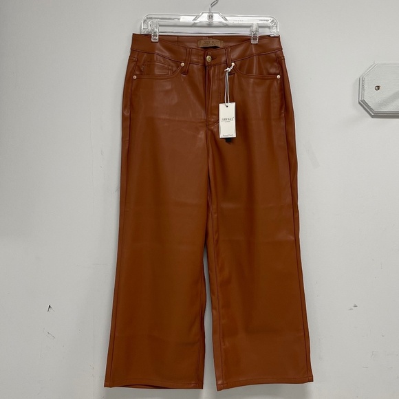 Judy Blue High Waist Tummy Control Camel Faux Leather Wide Leg Crop - 9/29 - NWT - Picture 1 of 6